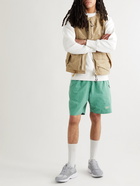 Abc. 123. - Wide-Leg Belted Logo-Appliquéd Cotton-Ripstop Shorts - Green