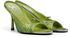 Diesel Green D-Diam's-High Denim Mule Heeled Sandals
