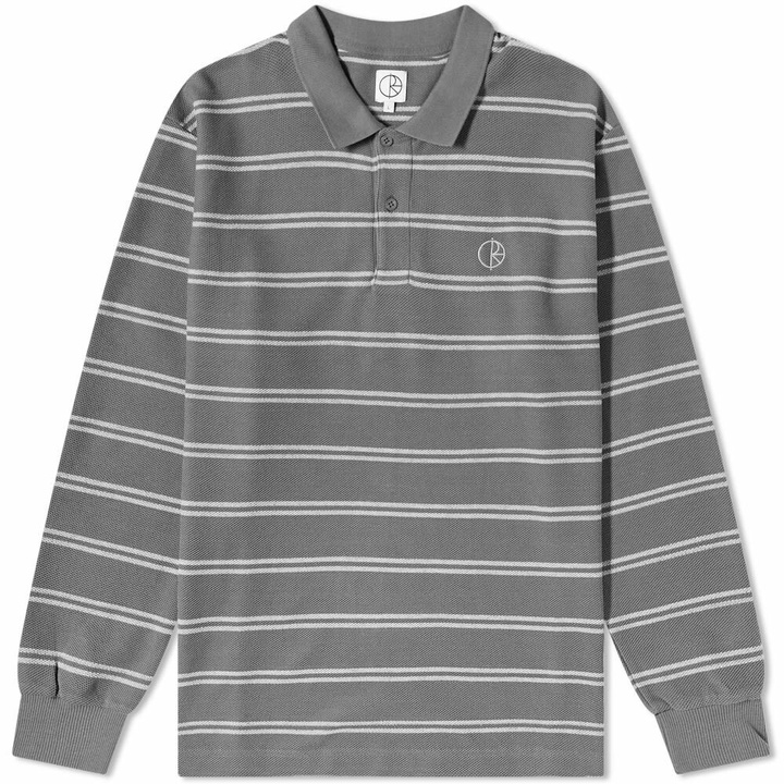 Photo: Polar Skate Co. Men's Long Sleeve Stripe Polo Shirt in Graphite