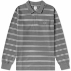 Polar Skate Co. Men's Long Sleeve Stripe Polo Shirt in Graphite