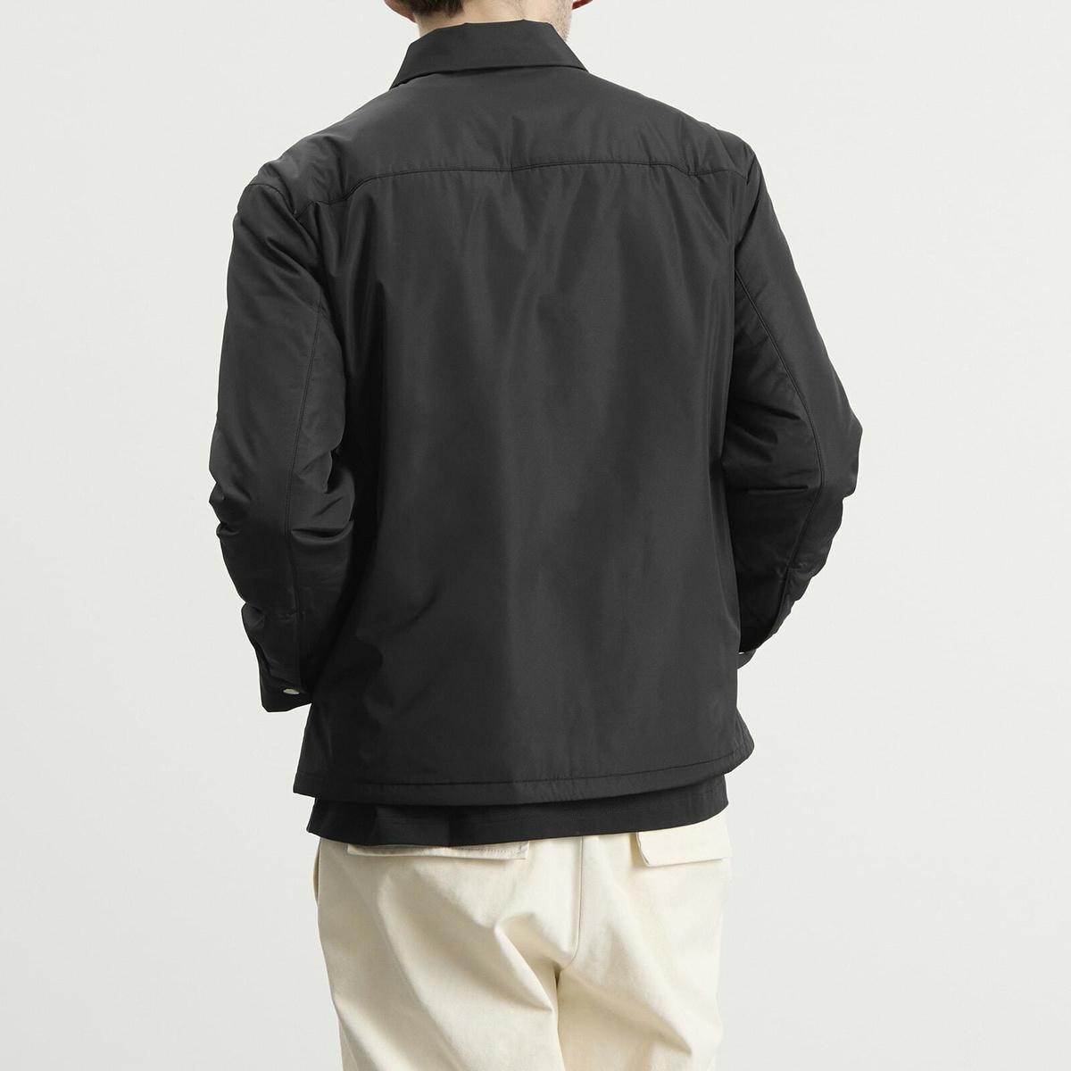 Jil Sander Men's Nylon Zip Up Shirt Jacket in Black Jil Sander