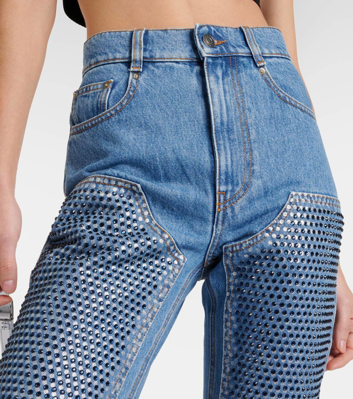 Area Crystal-embellished high-rise straight jeans AREA