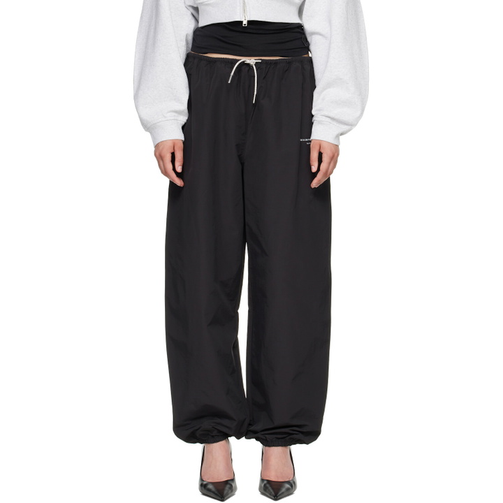 Photo: Alexander Wang Black Rhinestone Drawcord Mid-Rise Track Pants