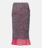 Dries Van Noten Printed pleated mesh midi skirt