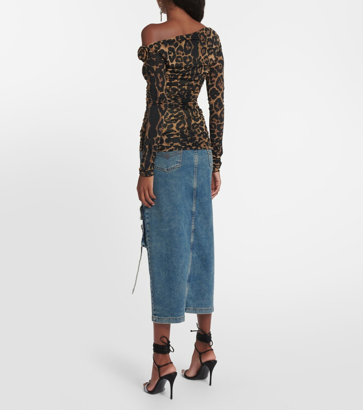 Blumarine Floral-appliqué leopard-print top Blumarine