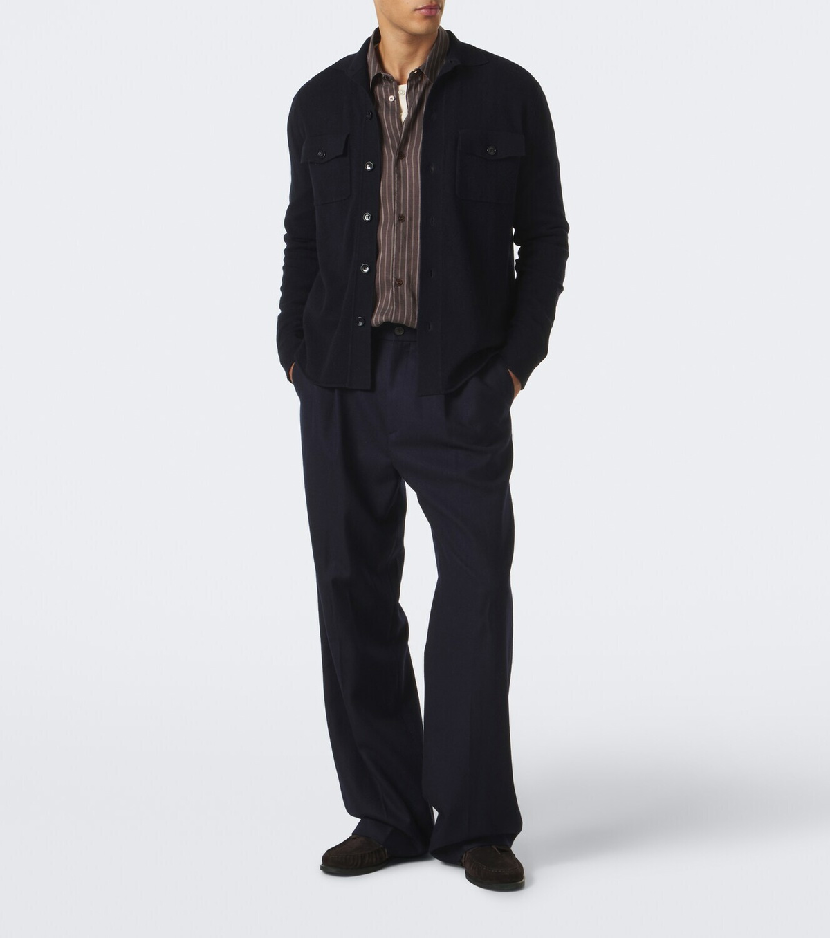 Allude Knitted wool and cashmere shirt