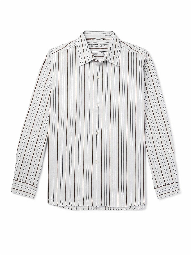 Photo: mfpen - Generous Striped Organic Cotton Shirt - White