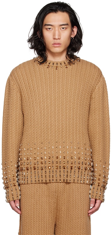 Photo: Burberry Brown Crystal-Cut Sweater