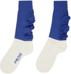 HOMME PLISSÉ ISSEY MIYAKE Off-White & Blue Flower Socks