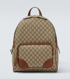 Gucci GG Canvas leather-trimmed backpack