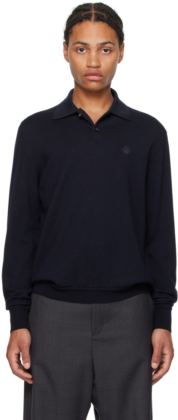 Bally Navy Merino Wool Polo