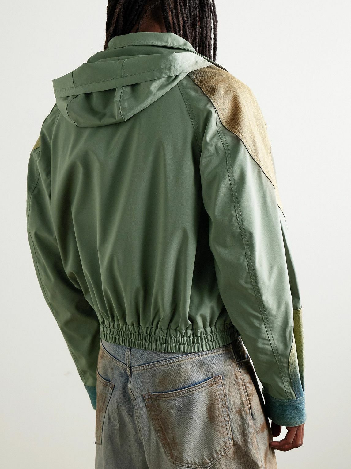 Acne Studios - Ocyber Cropped Panelled Shell and Denim Hooded