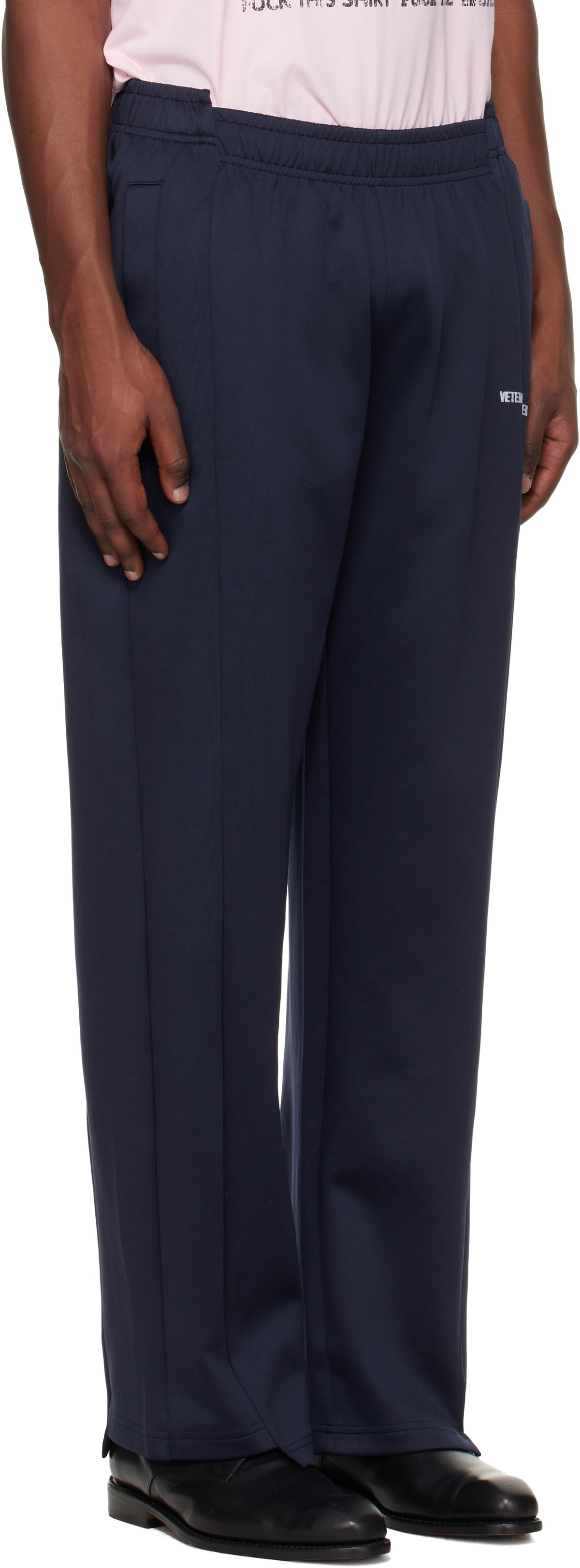 VETEMENTS Navy Cut-Up Athletic Sweatpants