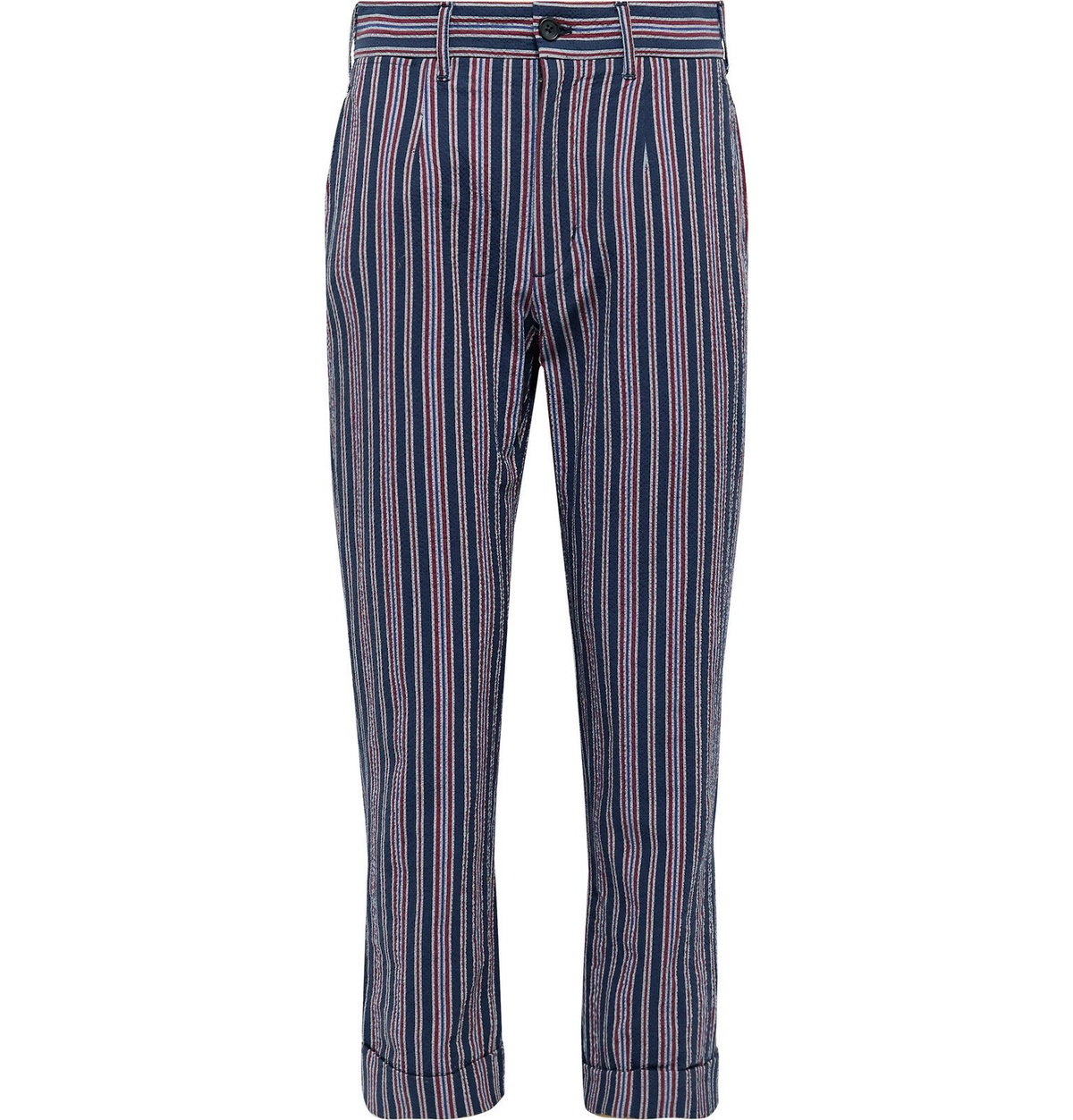 Engineered Garments - Andover Tapered Striped Cotton-Blend Seersucker ...