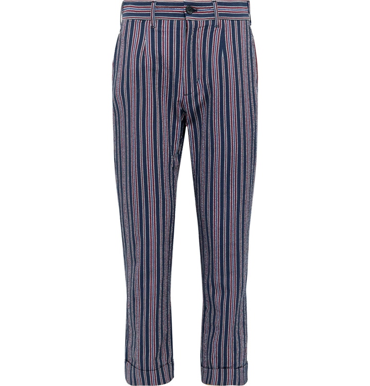 Photo: Engineered Garments - Andover Tapered Striped Cotton-Blend Seersucker Suit Trousers - Blue