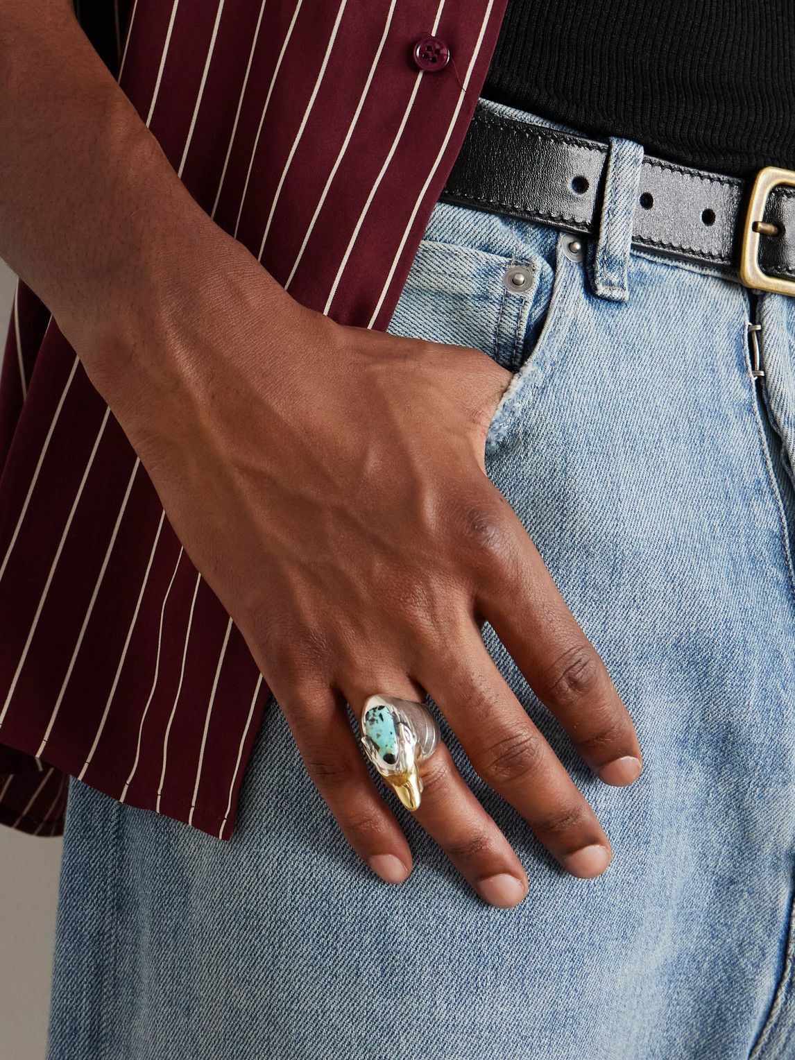 Jacques Marie Mage - Yellowstone Forever Lamar Sterling Silver, 18-Karat Gold and Turquoise Ring - Silver