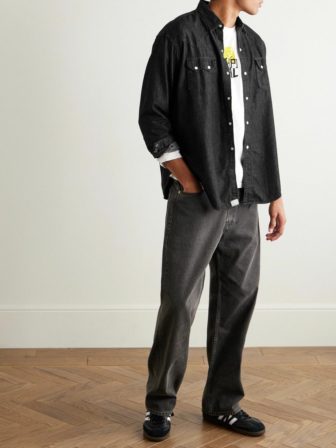 OrSlow - Cotton-Chambray Western Shirt - Black