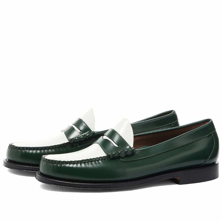 Photo: Bass Weejuns Men's Larson Penny Loafer in Green/White Leather
