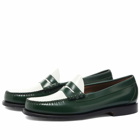 Bass Weejuns Men's Larson Penny Loafer in Green/White Leather