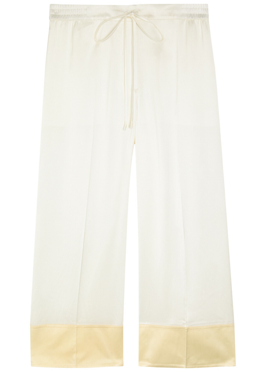 Toteme Drawstring Straight-leg Satin Trousers White