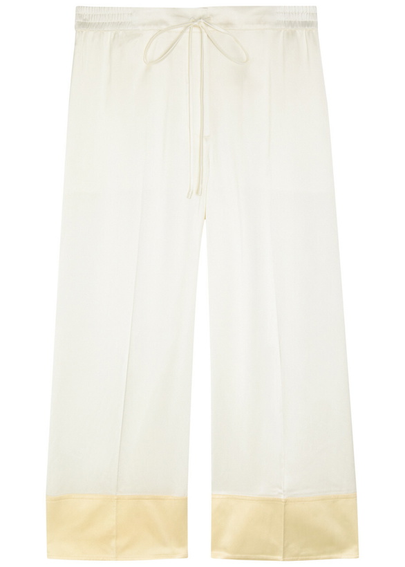 Photo: Toteme Drawstring Straight-leg Satin Trousers White