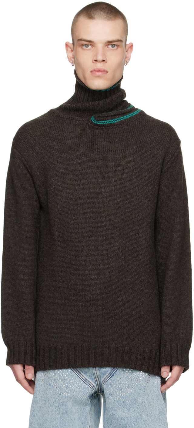 Y/PROJECT◇DOUBLE NECK KNIT POLO/ニット・セーター(厚手)/XS/ウール