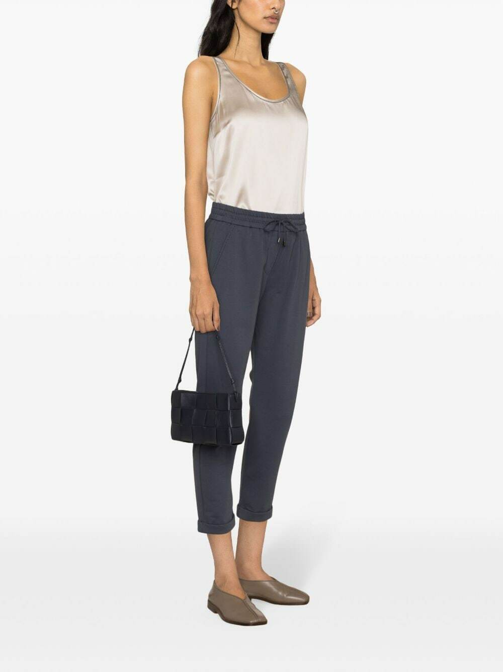 Brunello Cucinelli Women Stretch Silk Satin Top With Jewellery