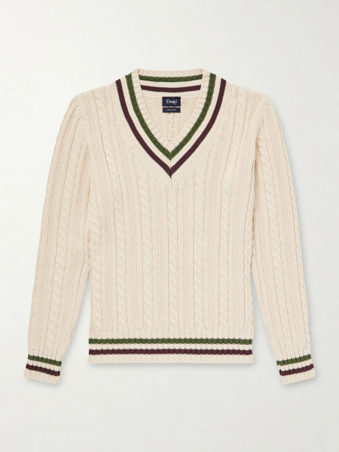 Drake's - Cricket Knitted Cotton and Cashmere-Blend Sweater - Neutrals