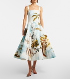 Oscar de la Renta Printed cotton-blend poplin midi dress