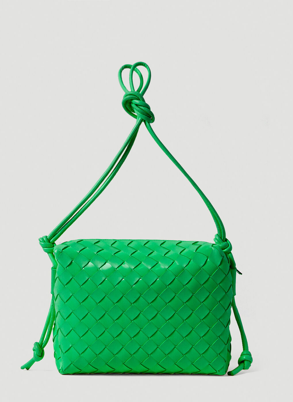 Green Hop small Intrecciato-leather shoulder bag, Bottega Veneta