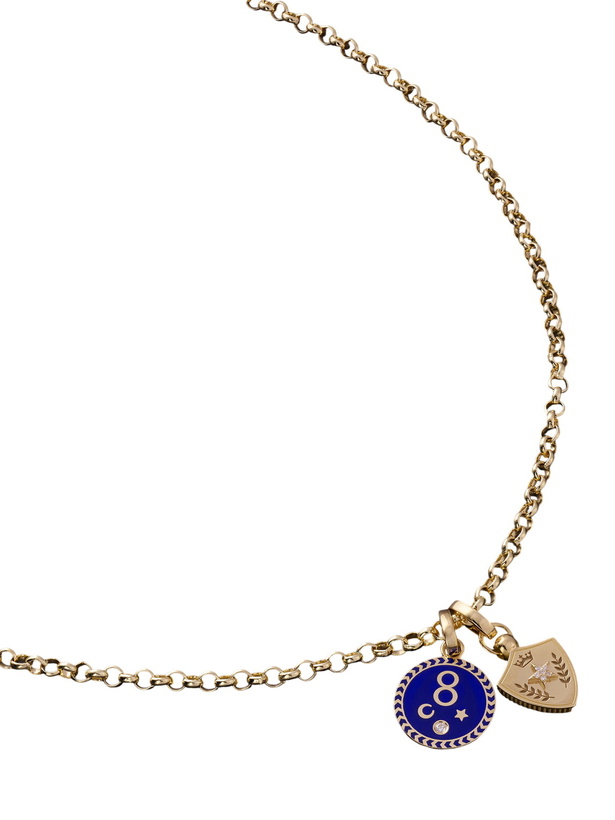 Photo: Foundrae - Karma Per Aspera ad Astra medium 18-Karat Gold, Enamel and Diamond Necklace
