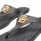 Versace Women's Medusa Head Thong Sandal in Black
