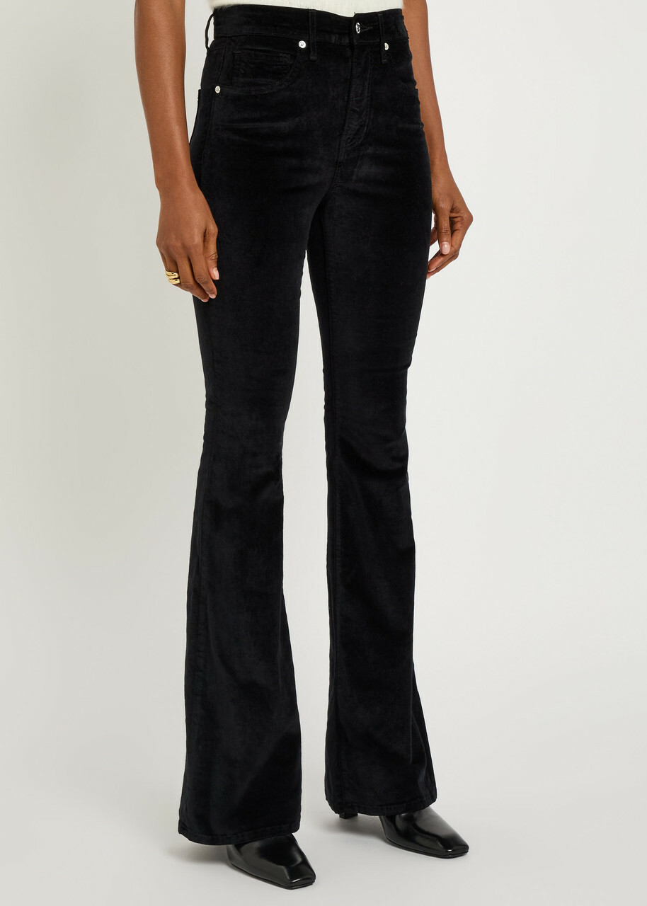 Veronica Beard Beverly Skinny Flared-leg Velvet Jeans Black