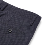 Mr P. - Navy Slim-Fit Checked Super 100s Wool-Blend Trousers - Navy