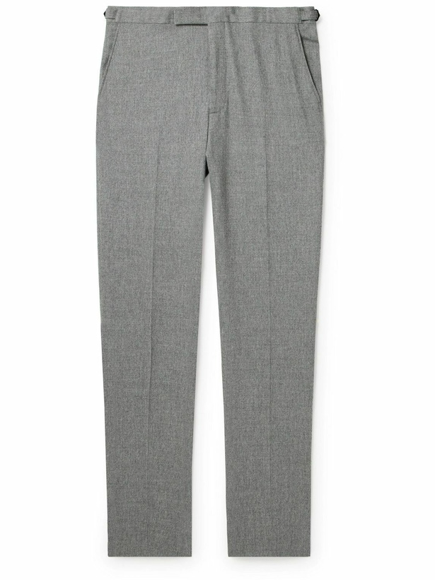 Photo: Richard James - Chapman Slim-Fit Wool-Blend Flannel Trousers - Gray