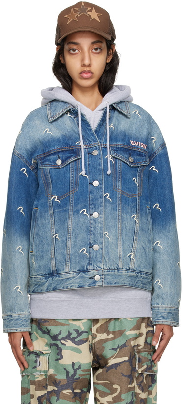 Photo: Evisu Indigo Allover Seagull Denim Jacket