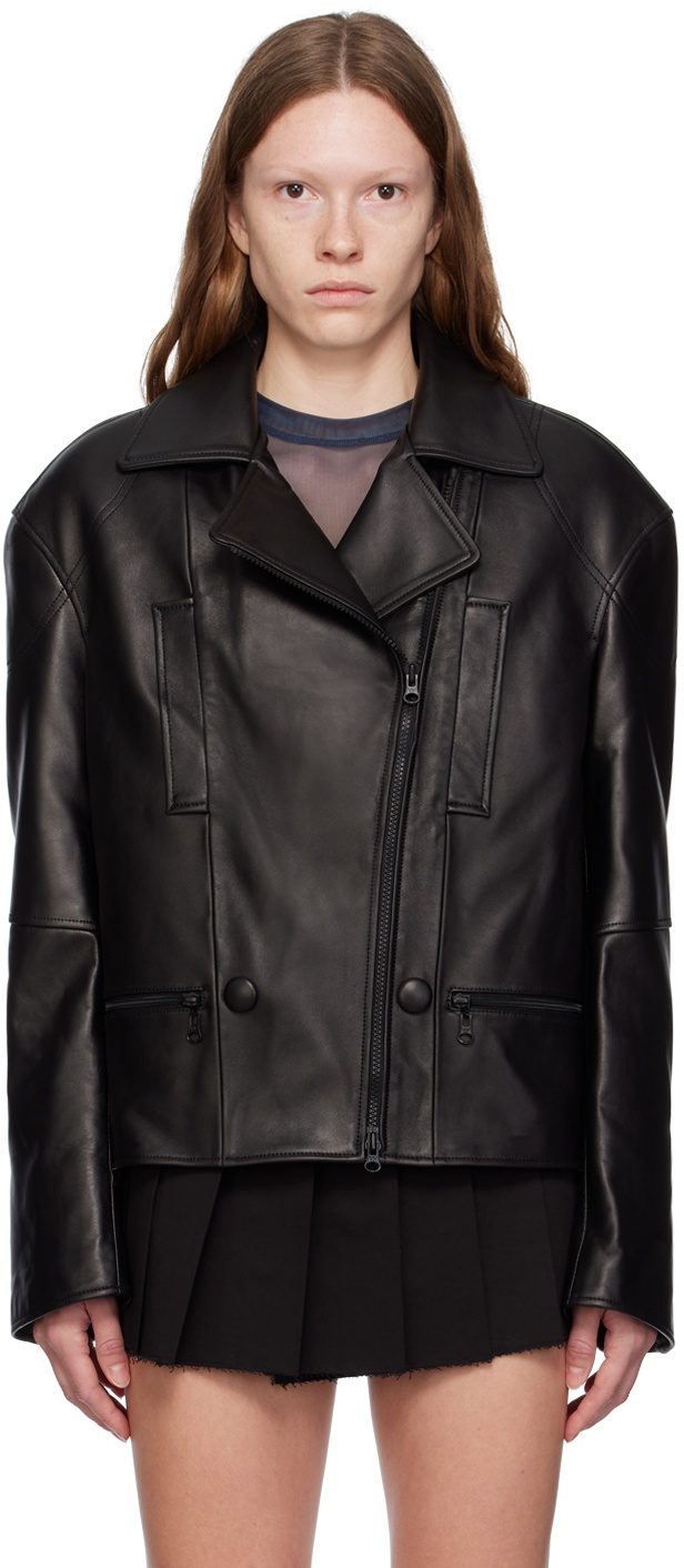 レザージャケット・コート [OPEN YY] ZIPPED BIKER JACKET : BLACK OPEN YY] ZIPPED BIKER JACKET : BLACK