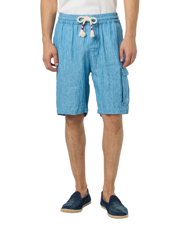 Photo: MC2 Saint Barth Man Denim Blue Linen Bermuda Marseille