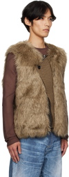 Andersson Bell Brown Curved Placket Reversible Faux-Leather & Faux-Fur Vest