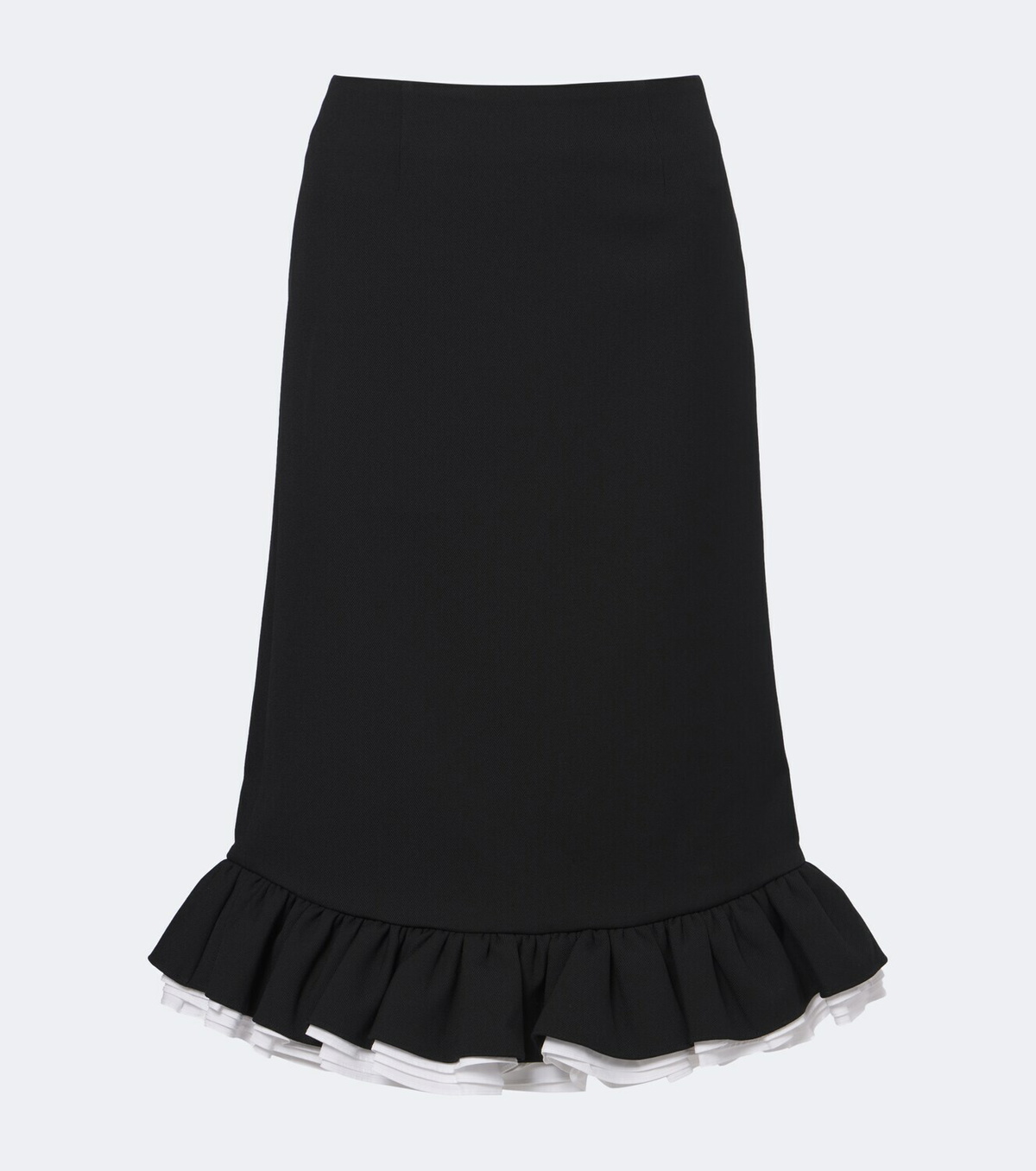 Shushu/Tong Ruffled wool and silk midi skirt
