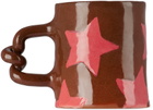Harlie Brown Studio SSENSE Exclusive Pink & Brown Stars Delight Wiggle Mug