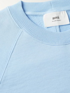 AMI PARIS - Logo-Appliquéd Cotton-Jersey Sweatshirt - Blue