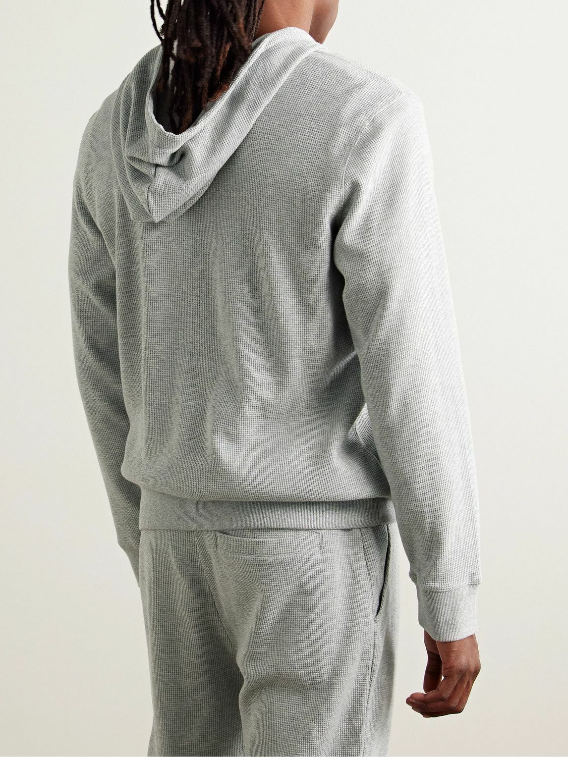 Onia - Waffle-Knit Cotton-Blend Hoodie - Gray