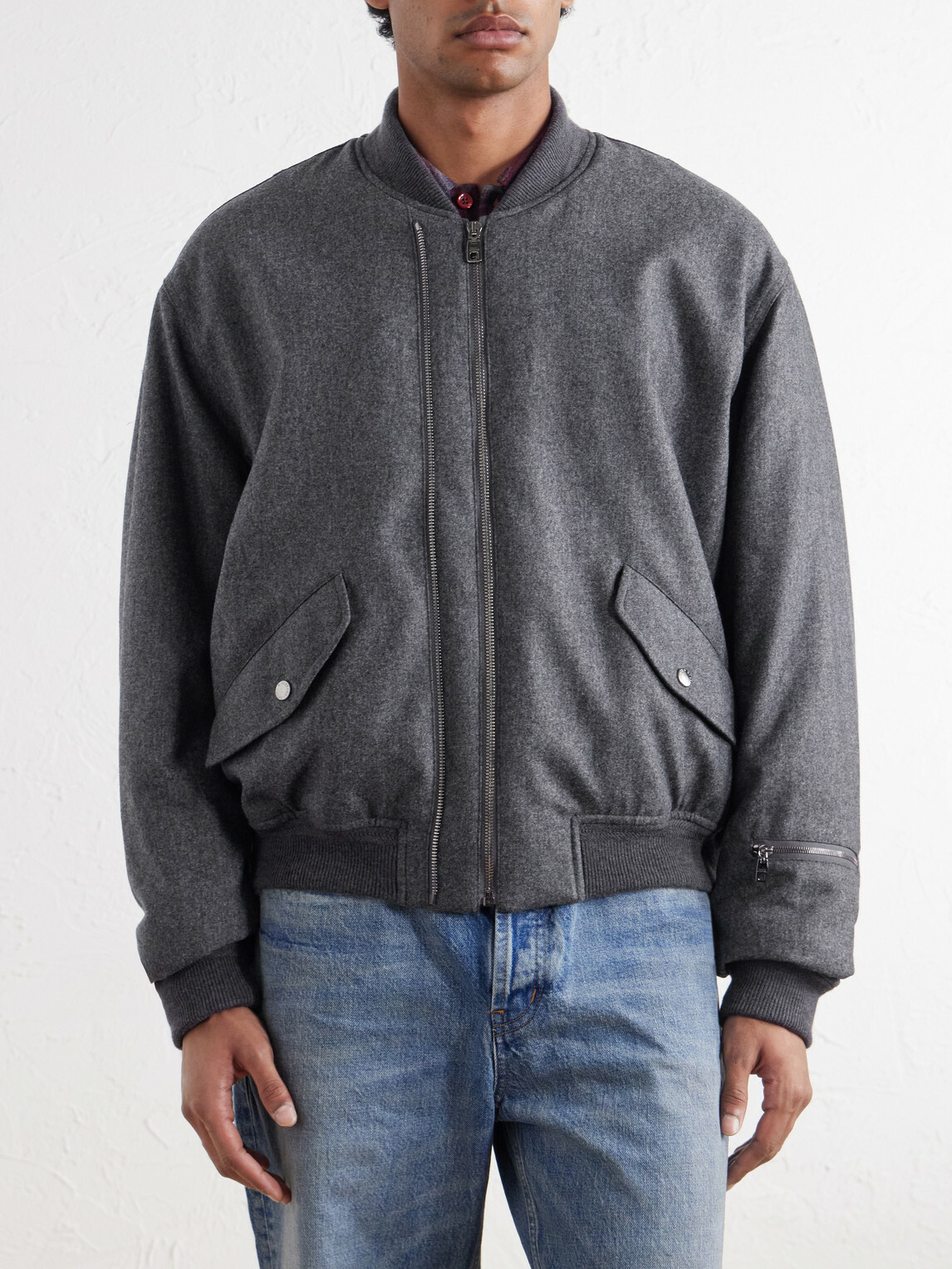 Dolce&Gabbana - Wool-Flannel Bomber Jacket - Gray