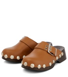Ganni - Embellished leather clogs
