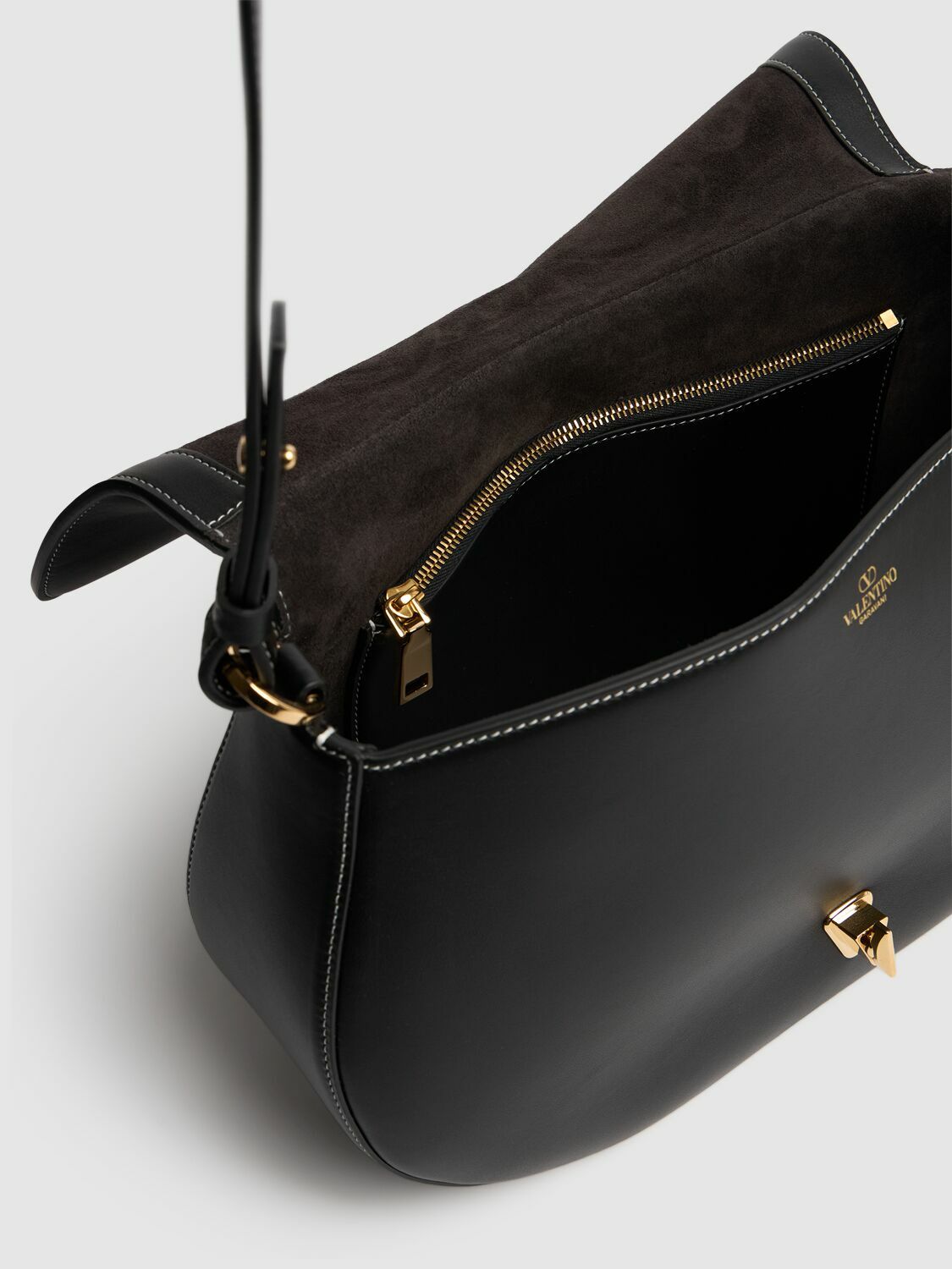 VALENTINO GARAVANI Saddle Logo Leather Shoulder Bag