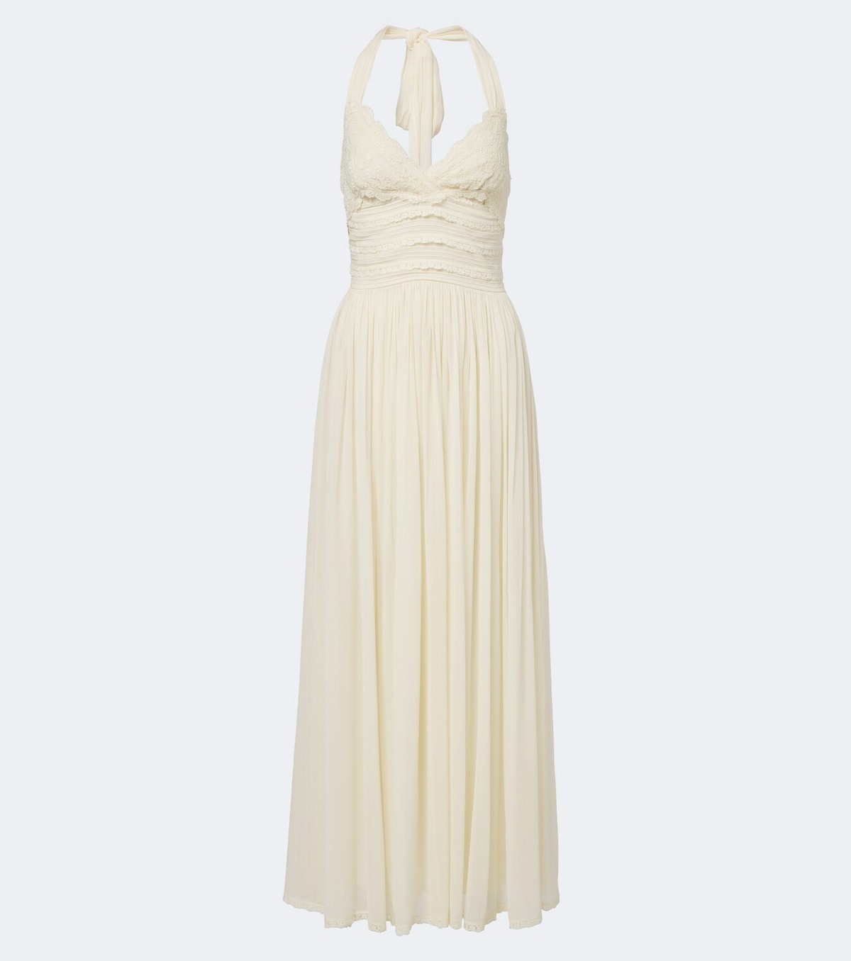 Zimmermann Fairlight lace-trimmed halterneck maxi dress