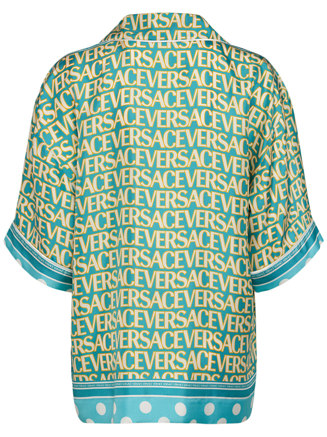 【送料&関税込】Versace Silk Twill Top VERSACE - Logo Print Silk Twill Shirt Versace