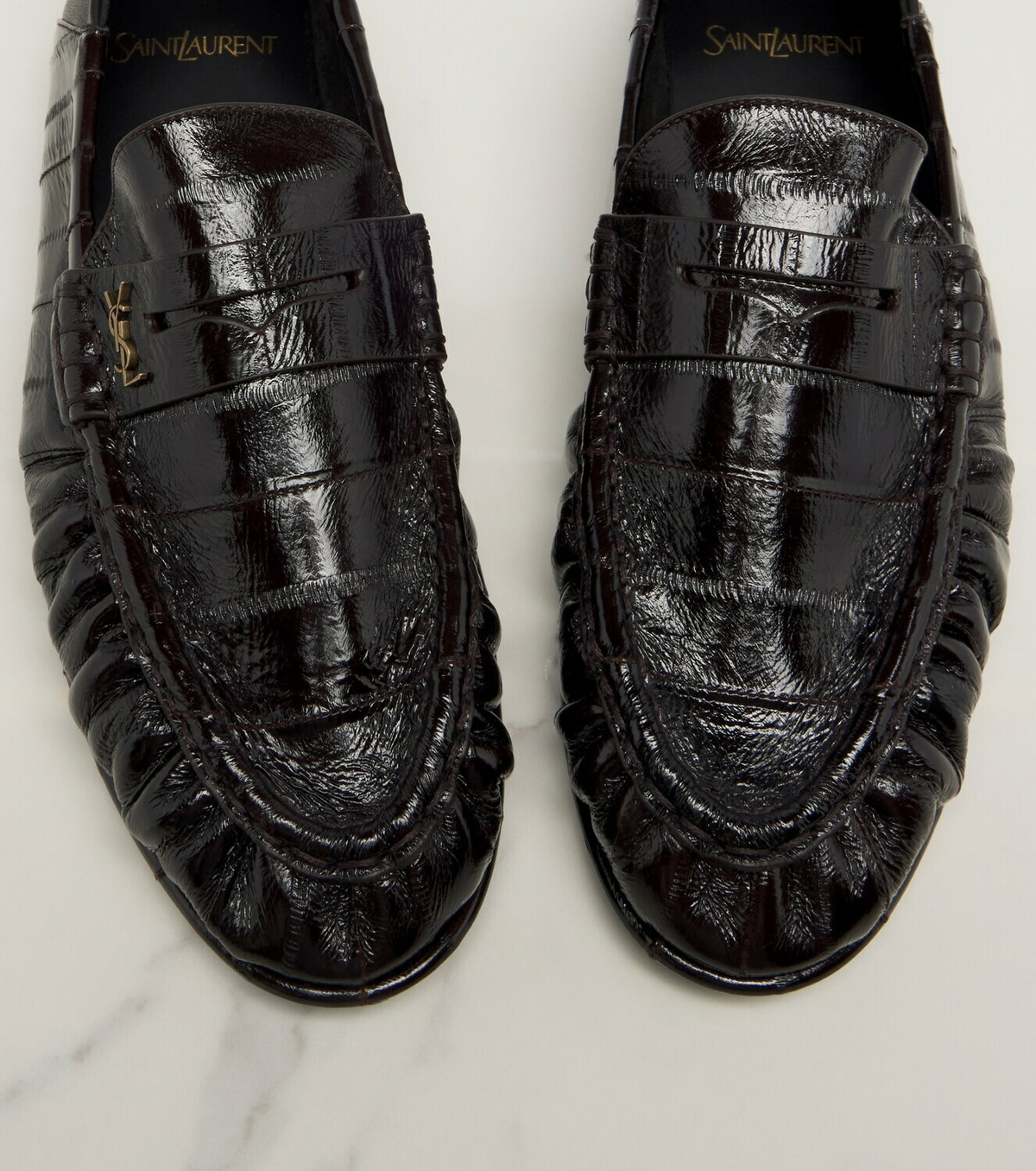 Saint Laurent Cassandre croc-effect leather loafers