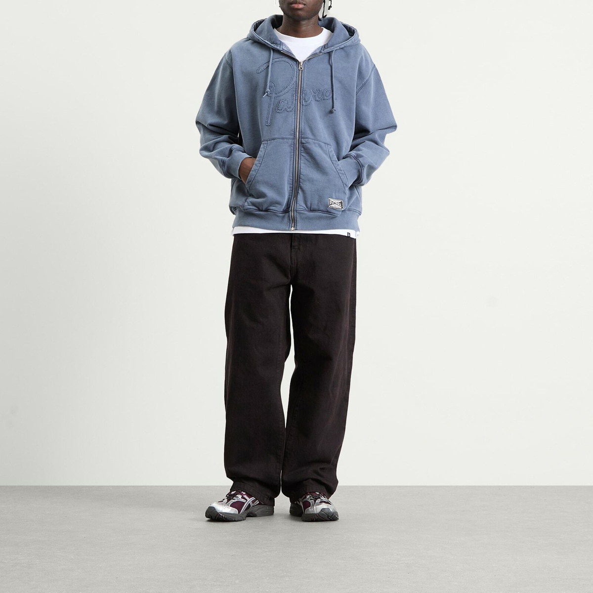 By Parra Men's Not Fade Away Zip Hoodie in Washed Dark Grey